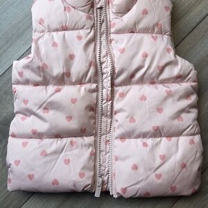 Pink Heart Patterned Puffer Vest